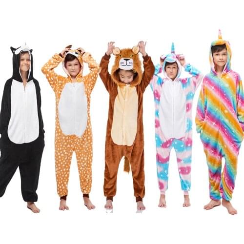 Kigurumi Children Kigurumi Pajama Kid Boy Girl Anime Overall Tiger Pijama Onesie Onepiece Baby Animal Sleepwear Cosplay