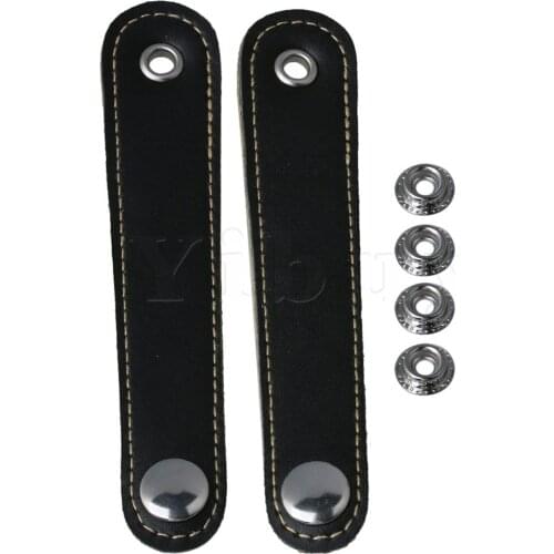 Yibuy Black Double Layer Genuine Leather Adjustable Accordian Bellows Case Straps 10cm