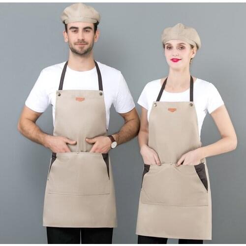 Apron custom logo printing fashion hanging neck denim apron female