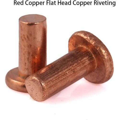 GB867-86 Solid Red Copper Rivets Pan Head Rivets Flat Head Copper Riveting M2 100PCS