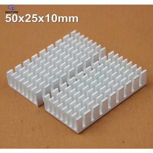 Gdstime 10pcs 50mm x 25mm x 10mm Aluminum Heatsink 50x25x10mm Heat Sink Electronic Radiator IC Chip LED RAM Radiator Cooler