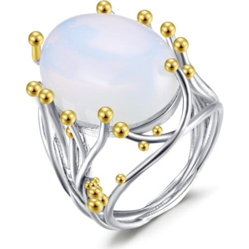 Size 5-12 Doule Alloy Color Luxury White Synthetic Opal Rings For Women Fashion Personalise Anel Brand Jewelry