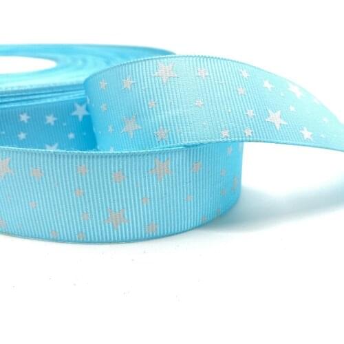 5yards 1" 25MM Grosgrain Ribbon Printed Stars for Christmas Wedding Decoration DIY Sewing Handmand Craft Accessories #08