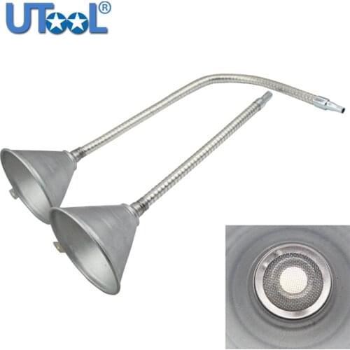 Metal/Iron Oil Funnel Oil Fuel Adding Tool For Car Vans With Flexible Pipe 370mm or 630mm With strainer