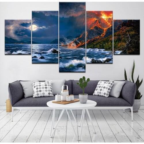 Modular Pictures Modern Painting Picture5 Panel Waterfall Cuadros Decoration Canvas Art Wall Decor For Living Room Framework