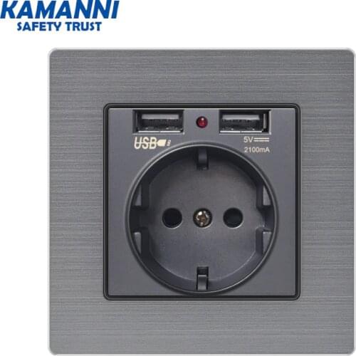 EU Wall power Socket light switch with indicator light 1 2 3 4 gang 1 2-way luxury light push button switches aluminum alloy