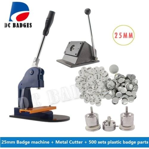 New 25MM button maker machine + 25mm metal paper Cutter + 500pcs 25mm pin button materials