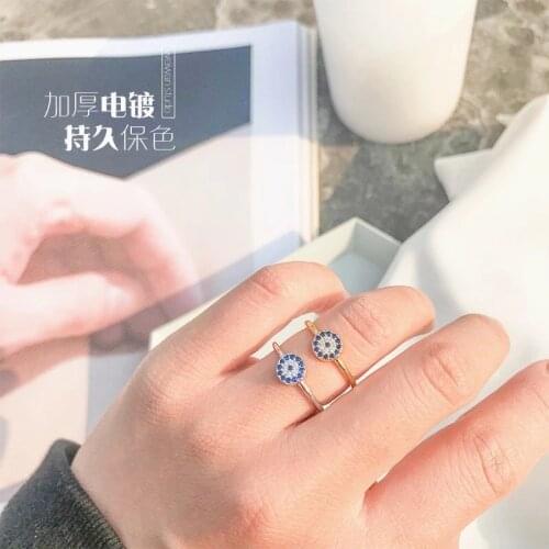S925 Sterling Silver 925 Original Lovers Luxury Open Ended Rings Freely Resizable Inlaid Shiny Zircon Beautiful Charm Evil Eye