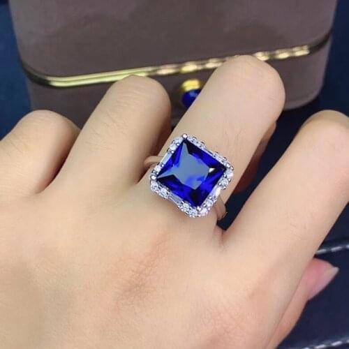 The Best GiftFor your girl Friend Natural real blue sapphire ring 925 sterling silver Fine handworked jewelry Finger rings