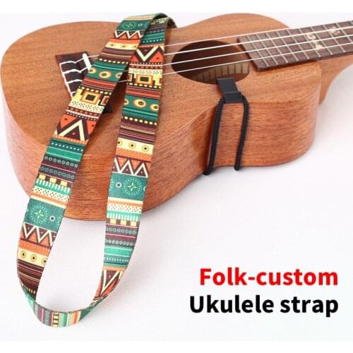 National Style Hawaiian Quartet Back Strap Adjustable Printed Silk Belt Clip Hawaiian Guitar Belt Sling Guitar Accessories
