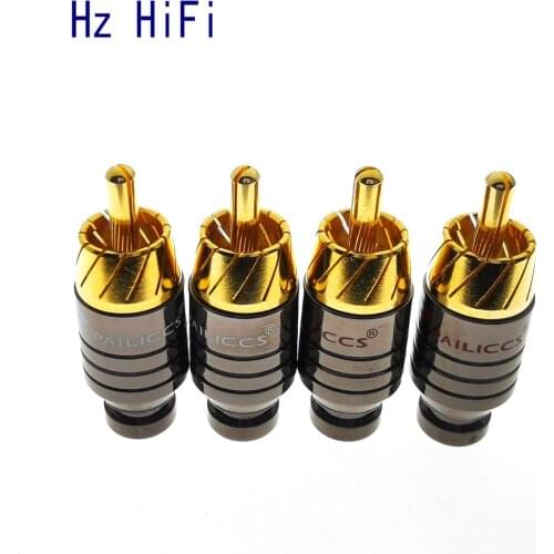 2PCS High Quality DIY Gold plated HIFI RCA Plug Hi end Self locking Audio Video Connector For Audio Cable