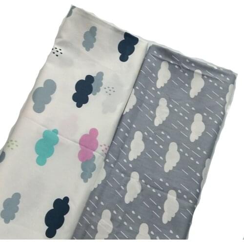 Pretty Cartoon Colorful Cloud & Grey Cloud Printed Cotton Fabric For DIY Sewing Bedding Quilting Clothing DIY fabric