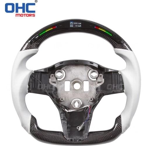 Carbon Fiber LED Steering Wheel compatible for Tesla Model 3
