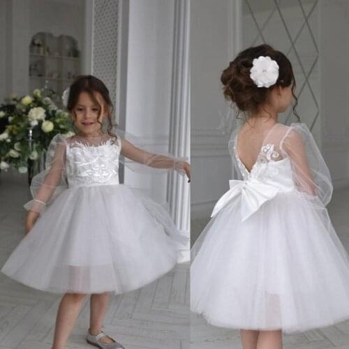 Tulle Pretty Flower Girl Dresses soft lace Baby Girl Infant lace Dress Kids Formal Wear lace