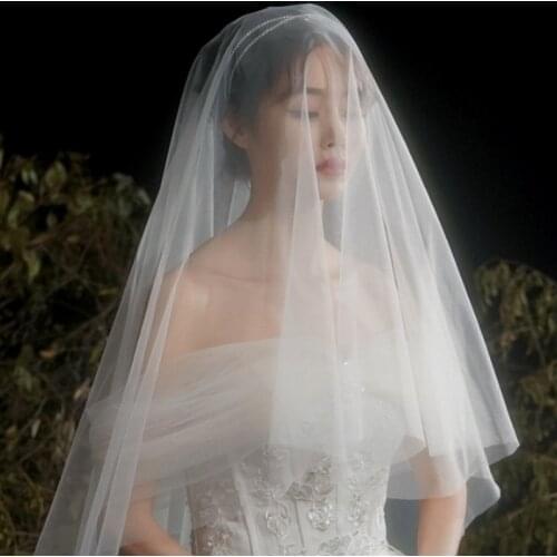 V132 One layers Short simple Tulle ivory Wedding veil bridal wedding accessories