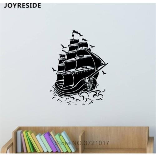 JOYRESIDE Huge Boat Pattern Wall Decal Pirate Ship Wall Sticker Art Vinyl Decor Home Children Rooms Decor Interior Design A1077
