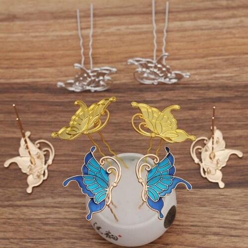 10 Pieces Vintage Butterfly Metal Hair Forks Headwear Hair Clip Hairpins Chopsticks Bridal Hair Accessories