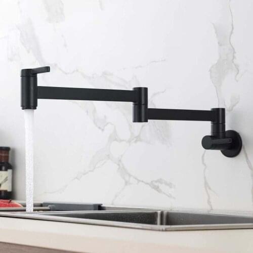 Kitchen Sink Square Folding Swivel Faucet In-Wall Double-Handle Single-Cooled Balcony Extendable Faucet