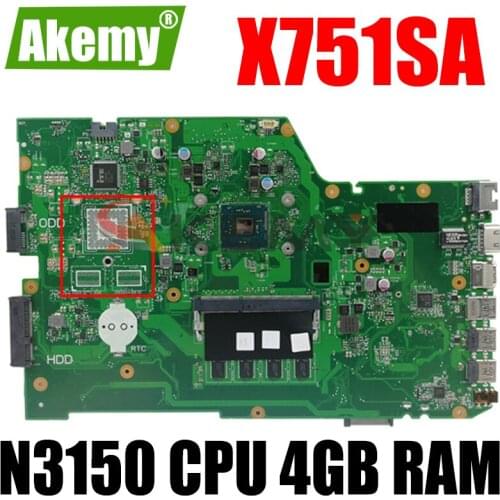 X751SA N3150 CPU DDR3L 4GB RAM mainboard For ASUS X751S X751SA X751SV Laptop motherboard 90NB07M0-R00050 Tested free shipping