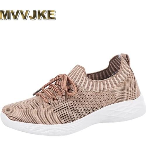 MVVJKE 2020 Women Sneakers Lightweight Shoes Mesh Sneakers Women Summer Breathable Flats Women Plus Size Loafers Walking Flat