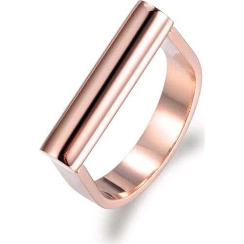 Love Design Classic Ring Simple Titanium Stainless Steel Engagement Wedding Rings For Women Gold Color Jewelry R17042