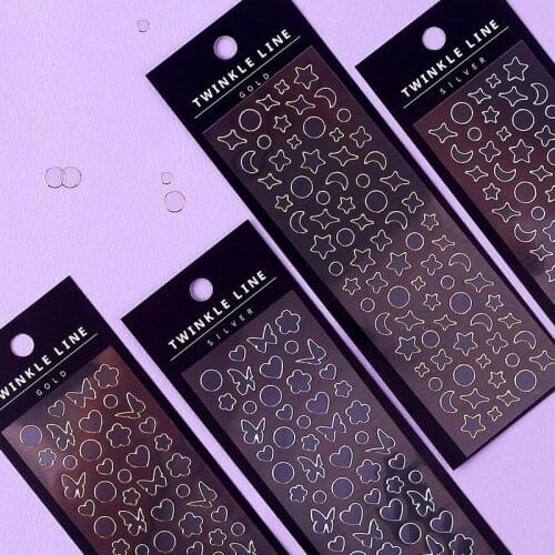 1PCS Butterfly Love Hot Stamping Sticker Gold Silver Border Decor Office Stationery Stickers Sheets DIY Label Stick Scrapbooking