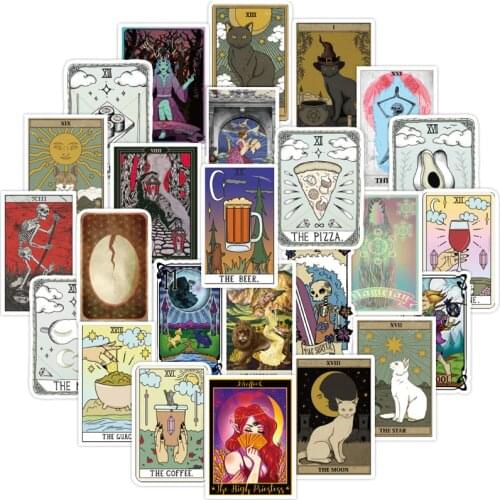 10/30/50PCS Tarot Card Fortune-telling Doodle Sticker Collection For Luggage Laptop Guitar Skateboard Phone Toy Decals Stickers
