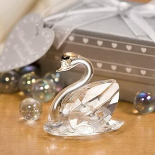 10pcs/Lot)FREE SHIPPING+Colorful Crystal Swan Ornaments in Gift Box Wedding Favors Baby Birthday Party Giveaway Gift For Guest