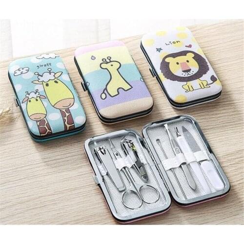 20sets Manicure Set lovely Cartoon Nail Clipper Baby Nail set Scissors 7 PCS Carbon steel Nail Cuticle Scissor