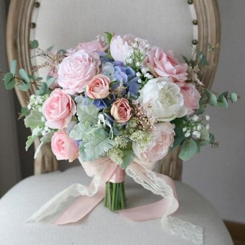 2018 Country Style Artificial Wedding Bouquets For Brides casamen Lace Wedding Flowers Brooch Bouquets Bouquet