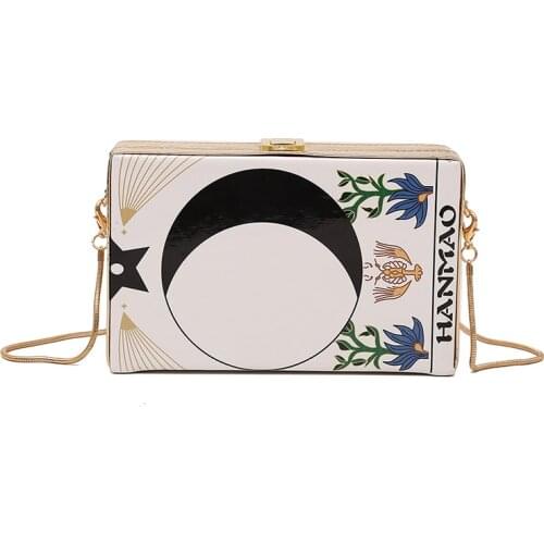 2019 brand box handbags women mini shoulder bag Oil painting print chain crossbody bags fashion PU leather messenger bags purse