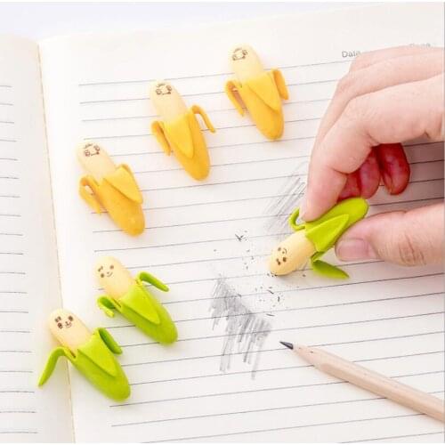480sets/lot Lovely Cute Banana Fruit Style Rubber Pencil Eraser Students Stationery School Supplies Escolar For Kids 2pcs/set