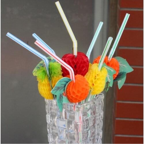 50Pcs /lot Fruits styling Drinking Straws Hawaii Beach Tropical Birthday Party Decoration Summer Pool Party Wedding Supplies