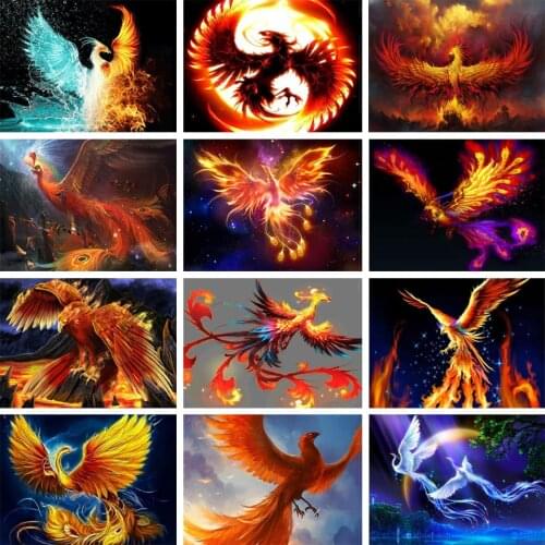 5D DIY Diamond Painting Phoenix Animal Rhinestone Picture Full Diamond Embroidery Inlaid Mosaic Gift Cross Stitch Gift Kit