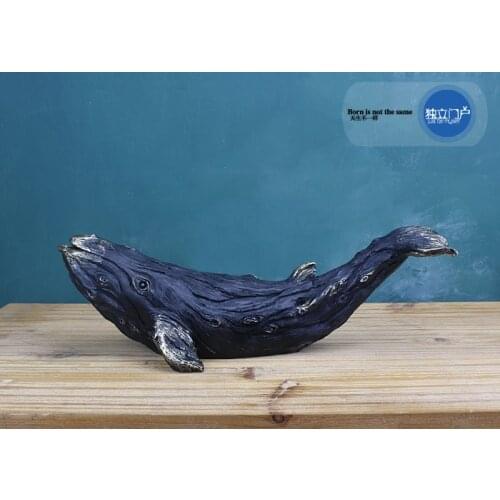 American Retro Vintage Blue Whale Snail Animal Home Decorations TV Cabinet Entrance Coffee Table Office Desk Top Decoration