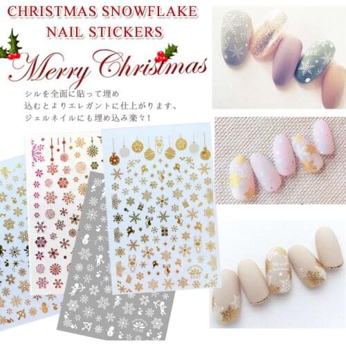 TSZS 1Pcs/sheet Merry Christmas Series colorful Nail Stickers 3d Adhesive Nail decal Decorations Snowman Designs