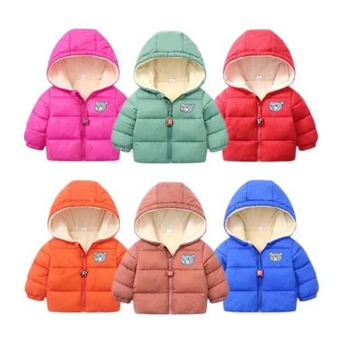 Kids Winter Jackets Girls Baby Boys Duck Down Jackets Solid Velvet Thickened Long Sleeve With Hooded Children Clothing For 2-6y