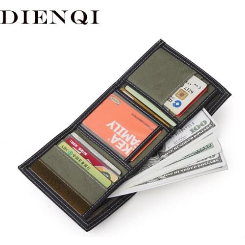 DIENQI Canvas Card Holder Case Men Slim Thin Business Bank Credit Cardholder Front Pocket Minimalist Wallet Purse Porte Carte