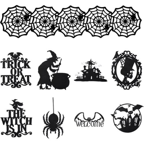 Halloween Felt Door Window Hangings Wall Decoration Black Witch Spider Skull Bat Treat Party DIY Decoration Halloween Party#38