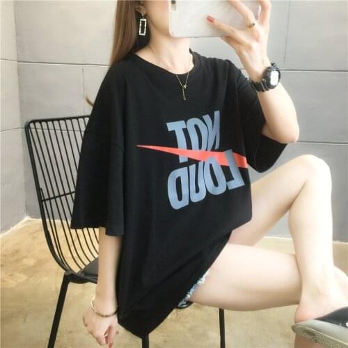 Harajuku Women Print letter Tshirt Fashion Woman Short Sleeve Loose T-shirts Female Casual Tops Streetwear Tees NS4731