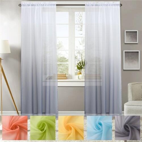 Gradient Multicolor Window Screen Fashion Jinya Home Decoration Sheer Curtains for Living Room Cheap Tulle Curtain for Bedroom