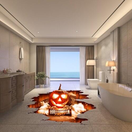 Halloween Red Pumpkin PVC Stickers 3D Waterproof Wall Removable Paster Horror Horrible Paster Home Party Decal