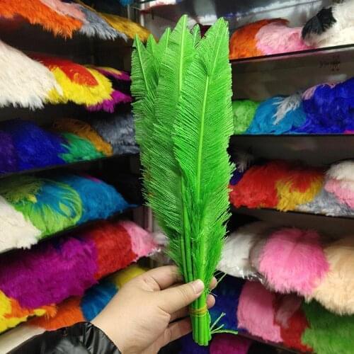 Pretty 100pcs Fruit Green 40-45cm/16-18inches Ostrich Feathers For Crafts Plumes Jewelry Making Wedding Decoration