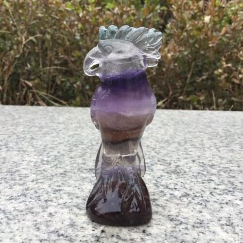 Beautiful Natural Rock crystal figurine hand carved fluorite stone parrot statue for gift
