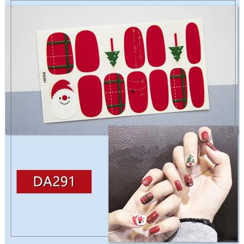 Lamemoria 14Tips DA Full Cover Nail Stickers Wraps DIY Nail Art Decals Plain Stickers Self Adhesive Nail Sticker Waterproof