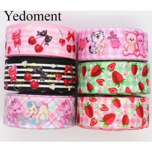 10 Yards 1'' 25MM Flowers And Animals Printed Grosgrain Ribbons For Hair Bows DIY Handmade Materials Y19092401