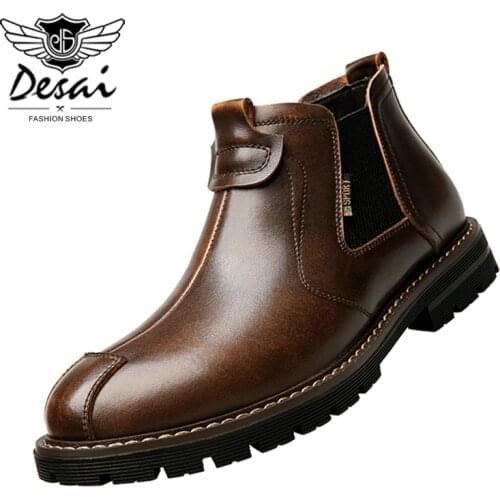 Mens 2020 Chelsea Boots Autumn Winter New Fashion Martin Boots Men High-top Shoes British Style Tooling Boots Men EU Size 38-44
