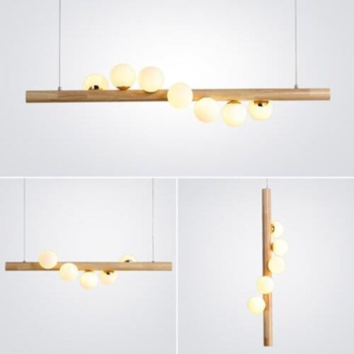 Nordic Log Pendant Light Restaurant Dining Room Kitchen Hanging Lamp Living Room Glass Ball Hanglamp Modern Decor Light Fixtures