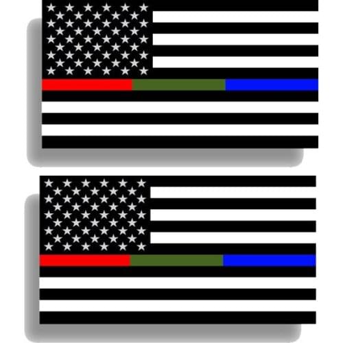 New 2X Police Fire Military Fireman Color Car-Sticker and Decals for Car Bumper Waterproof Cover scratches Interior KK13*7cm