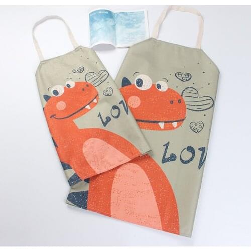 Cartoon Dinosaur Family Matching Outfit Adjustable Kitchen Apron Waterproof Cook Stuff Mommy Daughter Clothes